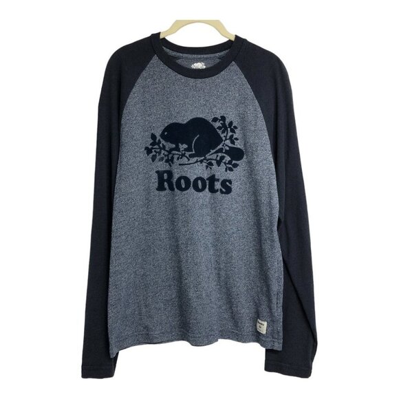 Roots Men's Navy Blue Roots beaver logo raglan sleeve tee SP - Picture 16 of 16
